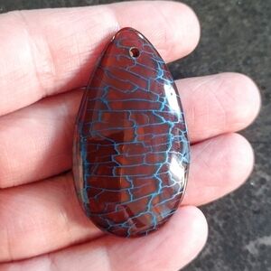 Brown and Blue Dragon's Veins Agate Teardrop Pendant Gemstone